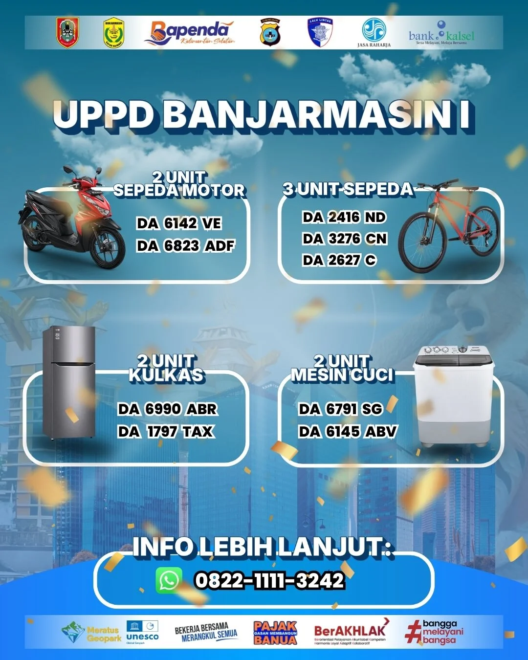 Pengumuman Pemenang Ulang Gebyar Panutan Pajak Kendaraan Bermotor Kota Banjarmasin