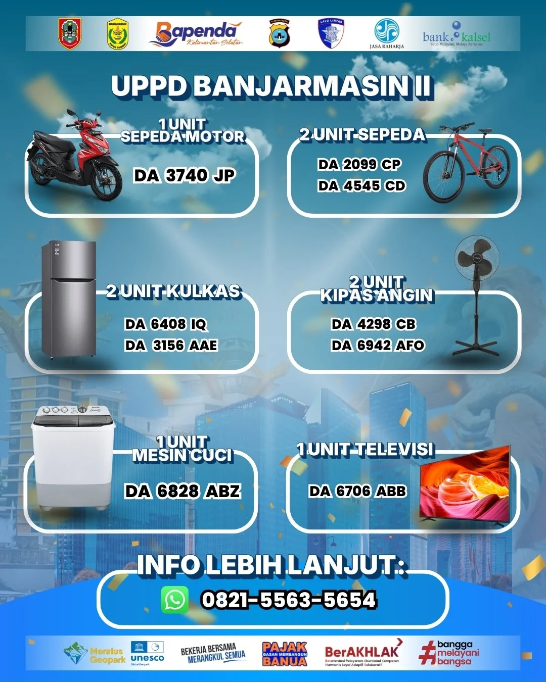 Pengumuman Pemenang Ulang Gebyar Panutan Pajak Kendaraan Bermotor Kota Banjarmasin