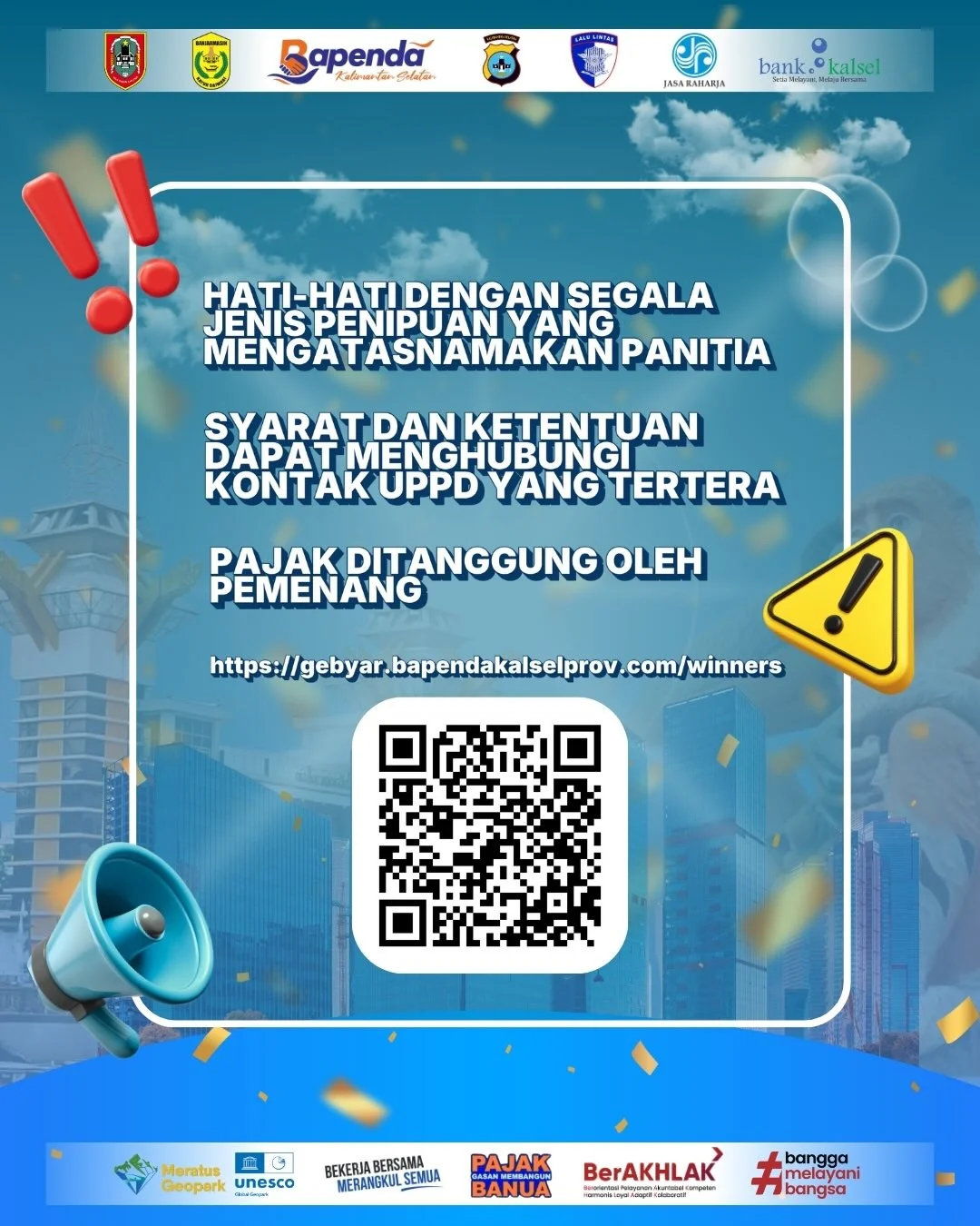 Pengumuman Pemenang Ulang Gebyar Panutan Pajak Kendaraan Bermotor Kota Banjarmasin