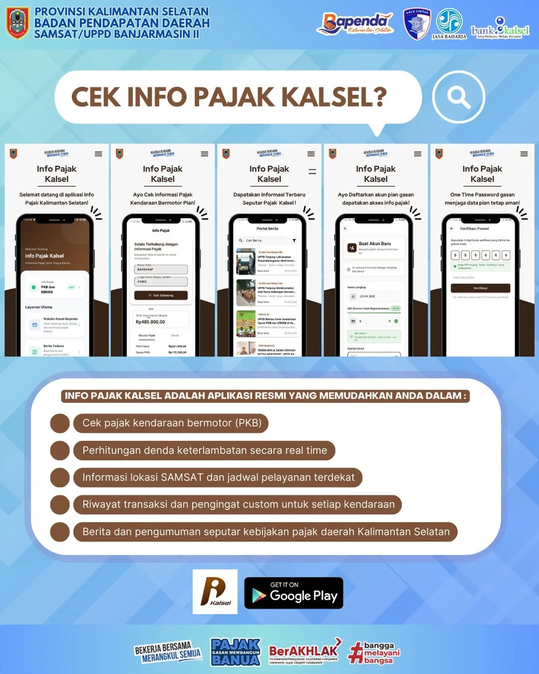 Luncurkan Info Pajak Kalsel, UPPD Banjarmasin II Mudahkan Pembayaran PKB