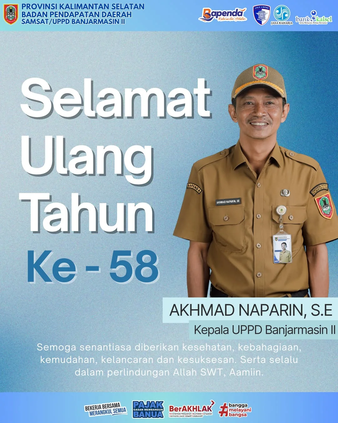 Ucapan Selamat Ulang Tahun Kepala UPPD Banjarmasin II