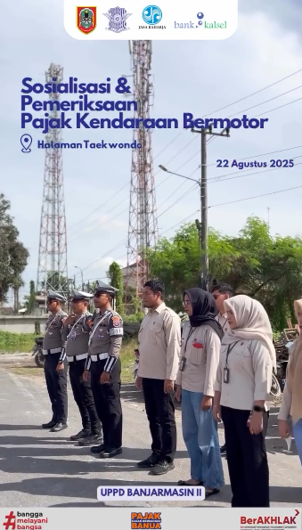 Tingkatkan Kepatuhan Pajak, UPPD Banjarmasin II Gelar Sosialisasi dan Razia Pajak Kendaraan Bermotor di Halaman Taekwondo