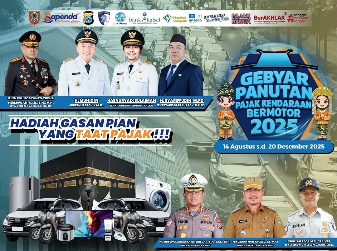 Gebyar Panutan PKB 2025 Resmi Diluncurkan! Polda Kalsel dan Pemprov Kalsel Tawarkan Hadiah Mewah hingga Paket Umrah bagi Wajib Pajak Taat