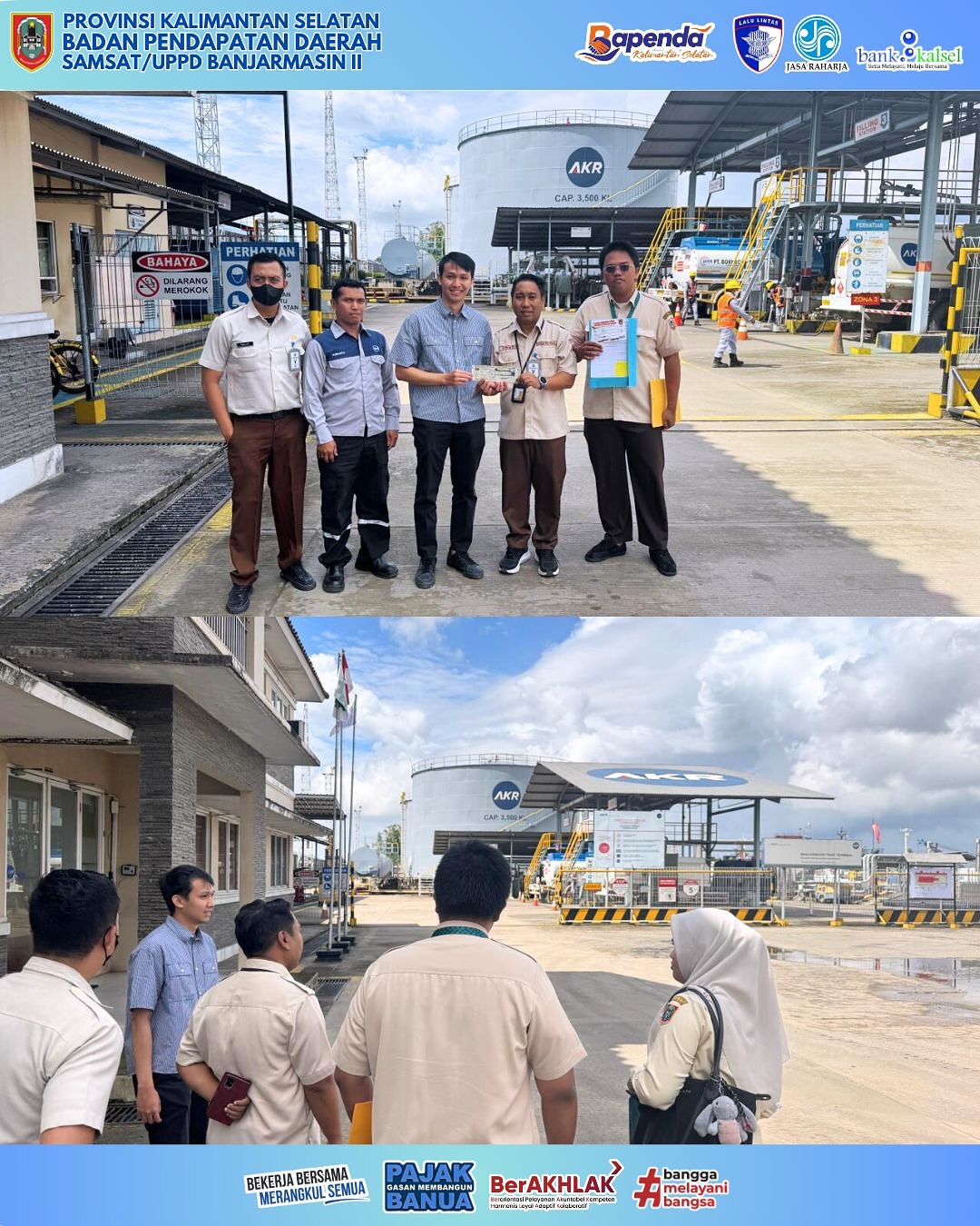 Gencarkan Penertiban dan Kepatuhan Pajak, UPPD Samsat Banjarmasin II Sampaikan Bukti Bayar PAB dan Tagih Tunggakan Pajak ke PT. AKR Corporindo Tbk dan PT. Raja Anugerah Sejahtera Utama
