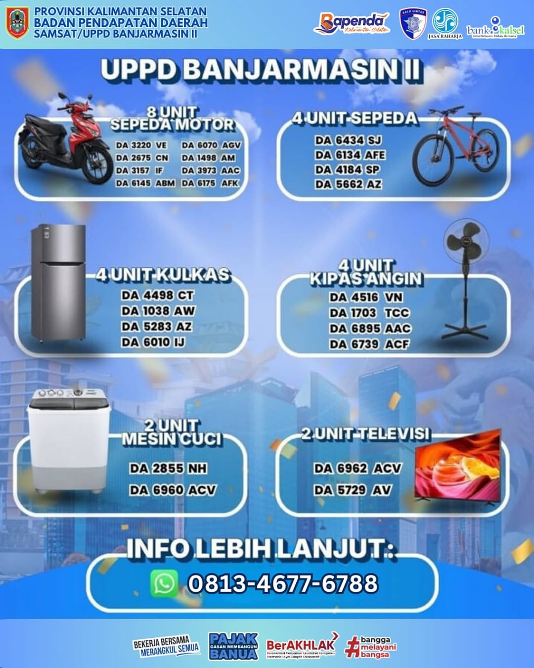 Undian Berhadiah UPPD Samsat Banjarmasin II: Belasan Wajib Pajak Beruntung Bawa Pulang Motor hingga Kulkas!