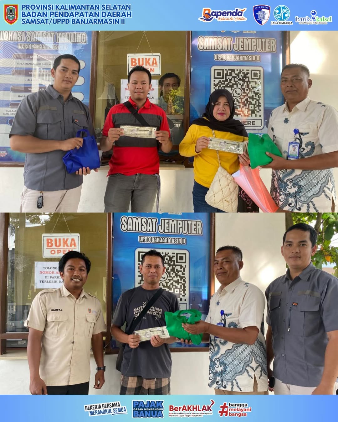 Samsat Membayar Malam ( Samalam ) Banjarmasin II Beri Sembako Gratis Bagi Wajib Pajak