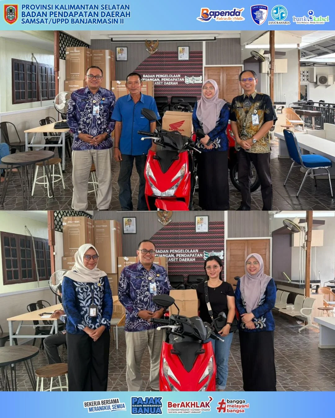 UPPD Banjarmasin II Serahkan Hadiah Gebyar Panutan Pajak Kendaraan Bermotor