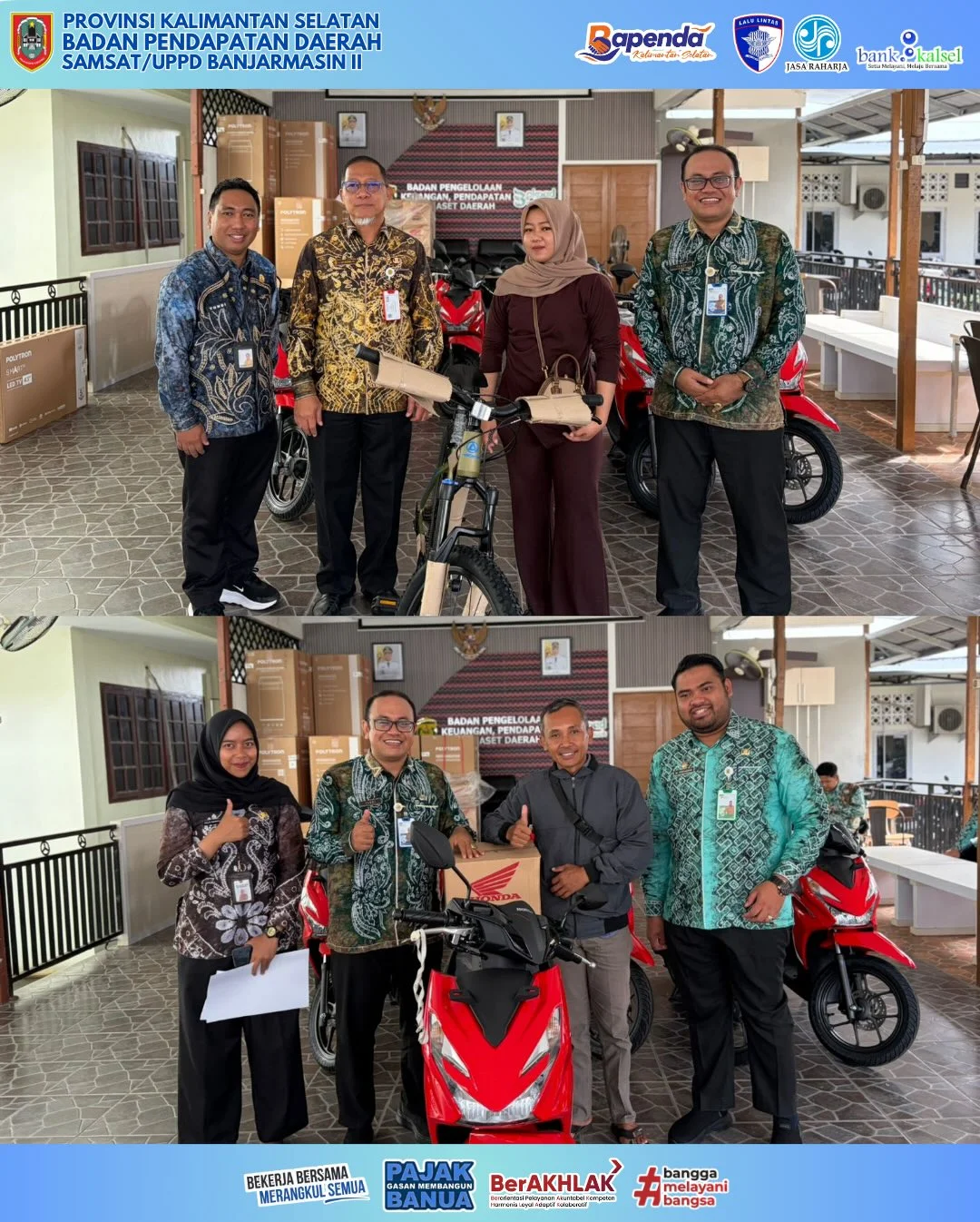 UPPD Banjarmasin II Serahkan Hadiah Gebyar Panutan Pajak Kendaraan Bermotor