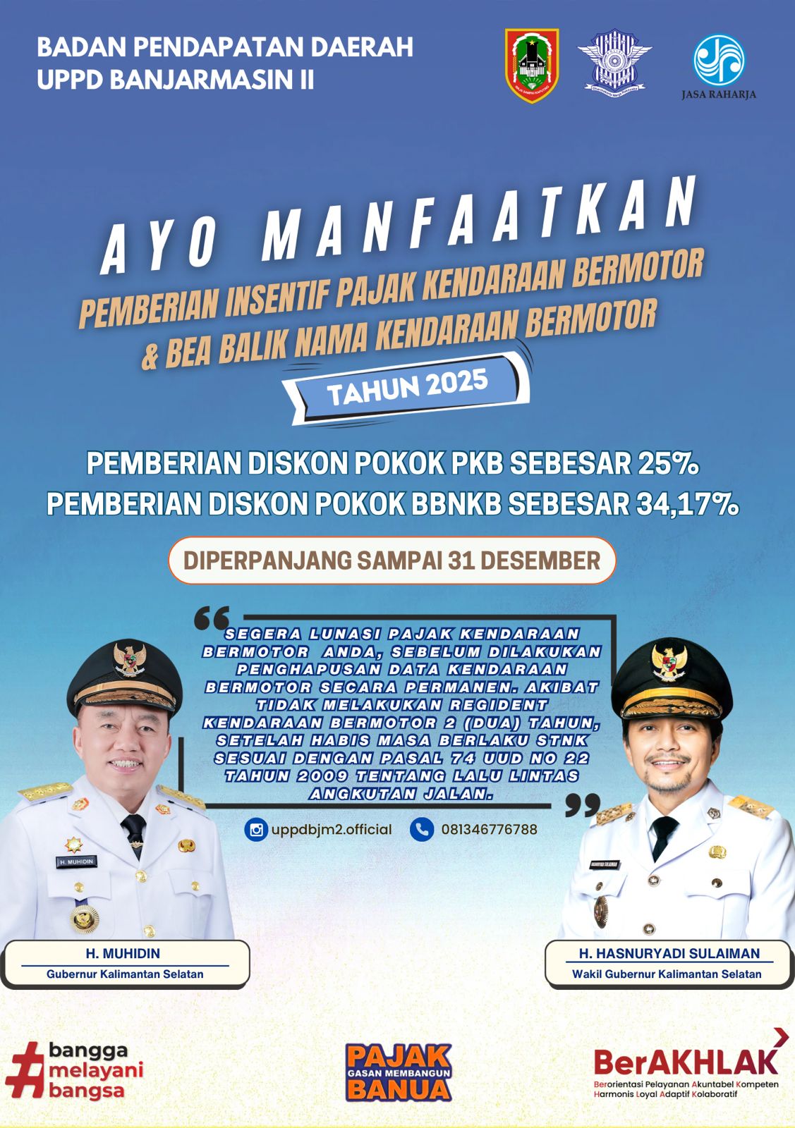 Diskon Pajak Kendaraan dan BBNKB Diperpanjang hingga 31 Desember 2025, Manfaatkan Sekarang!