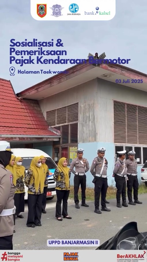 UPPD Banjarmasin II Gelar Sosialisasi dan Pemeriksaan Pajak Kendaraan di Halaman Gedung Taekwondo
