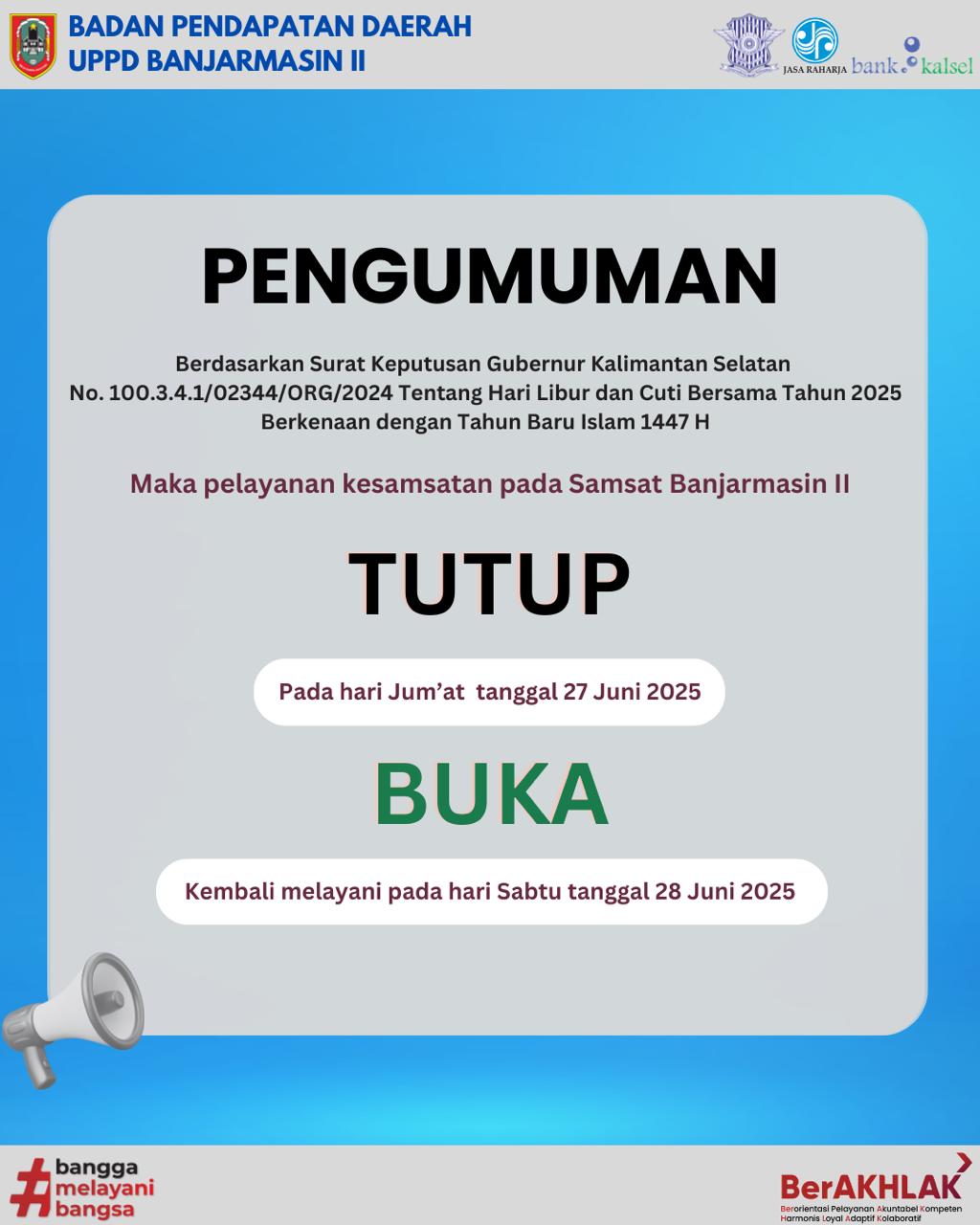 LIBUR - UPPD Banjarmasin II